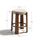 Hill Backless Bench Barstool | Ivory / Walnut Brown