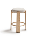 Hill Bar Height Backless Barstool | Ivory / Natural Ash