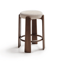 Hill Bar Height Backless Barstool | Ivory / Walnut Brown