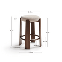 Hill Bar Height Backless Barstool | Ivory / Walnut Brown