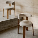 Hill Dining Chair | Ivory / Walnut Brown