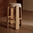 Hill Bar Height Backless Barstool | Ivory / Natural Ash