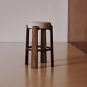 Hill Bar Height Backless Barstool | Ivory / Walnut Brown