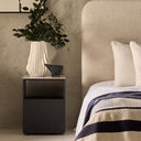 Skinny Bedside Table | Black Oak