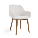 Kylie Timber Leg Dining Chair | Ivory / Walnut Brown
