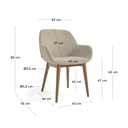 Kylie Timber Leg Dining Chair | Ivory / Walnut Brown