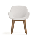 Kylie Timber Leg Dining Chair | Ivory / Walnut Brown