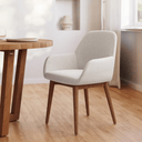 Kylie Timber Leg Dining Chair | Ivory / Walnut Brown