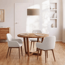 Kylie Timber Leg Dining Chair | Ivory / Walnut Brown