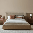 Madrid Curve Bed | Beige Chunky Boucle
