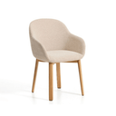 Meila Dining Chair With Arms | Beige Chenille / Natural Ash