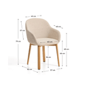 Meila Dining Chair With Arms | Beige Chenille / Natural Ash