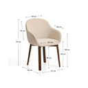 Meila Dining Chair With Arms | Beige Chenille / Walnut Brown
