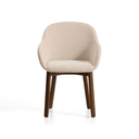 Meila Dining Chair With Arms | Beige Chenille / Walnut Brown