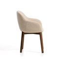 Meila Dining Chair With Arms | Beige Chenille / Walnut Brown