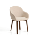 Meila Dining Chair With Arms | Beige Chenille / Walnut Brown
