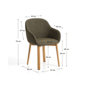 Meila Dining Chair With Arms | Green Chenille / Natural Ash