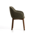 Meila Dining Chair With Arms | Green Chenille / Walnut Brown