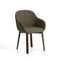 Meila Dining Chair With Arms | Green Chenille / Walnut Brown