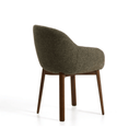 Meila Dining Chair With Arms | Green Chenille / Walnut Brown