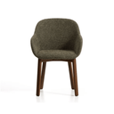 Meila Dining Chair With Arms | Green Chenille / Walnut Brown