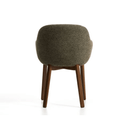 Meila Dining Chair With Arms | Green Chenille / Walnut Brown