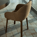 Meila Dining Chair With Arms | Terracotta Chenille / Walnut Brown