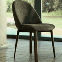 Meila Dining Chair | Green Chenille / Walnut Brown