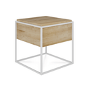 Monolit Bedside Table Natural Oak | White Frame