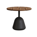 Naxos Round Patio Side Table | Black / Walnut Brown