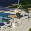 Naxos Round Bar Patio Dining Table | Terrazzo / Natural Ash