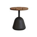 Naxos Round Patio Side Table | Black / Walnut Brown