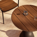 Naxos Round Bar Patio Dining Table | Black / Walnut Brown