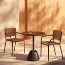 Naxos Round Bar Patio Dining Table | Black / Walnut Brown
