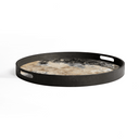 Black Organic Round Glass Tray