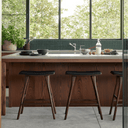 Osso Bench Barstool | Teak Brown w Black Leather