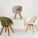 Otis Swivel Dining Chair | Ivory Boucle