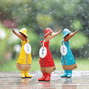 Duckling Raincoats Sculpture | Red