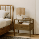 Spindle Bedside Table | Natural Teak