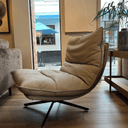 Sven Leather Swivel Armchair | Taupe