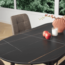 Solace Ceramic Extension Dining Table | Black Marble