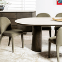 Valais Ceramic Oval Dining Table | Travertine