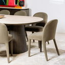 Valais Ceramic Oval Dining Table | Travertine