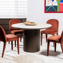 Valais Ceramic Round Dining Table | Travertine