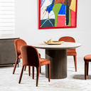 Valais Ceramic Round Dining Table | Travertine