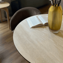 Valais Ceramic Round Dining Table | Travertine