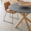 Vega Round Dining Table | Black Top / Natural Legs