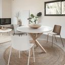 Vega Round Dining Table | White Top / Natural Legs
