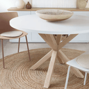 Vega Round Dining Table | White Top / Natural Legs