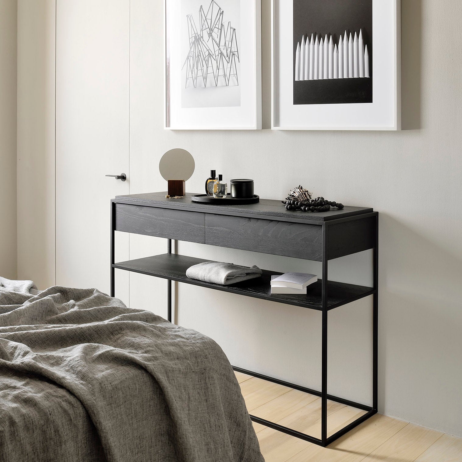 Black oak console table new arrivals